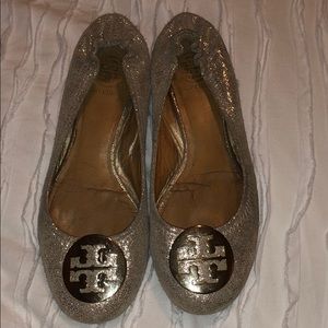 Tory Burch gold flats
